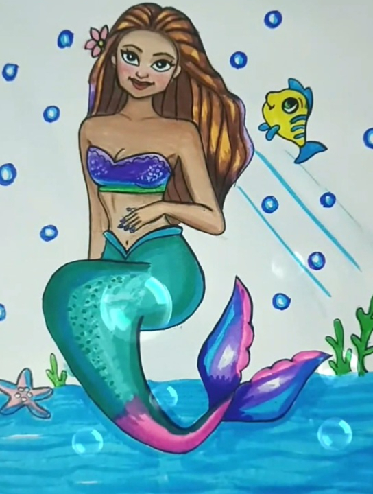 色彩融合:画一个美人鱼的画