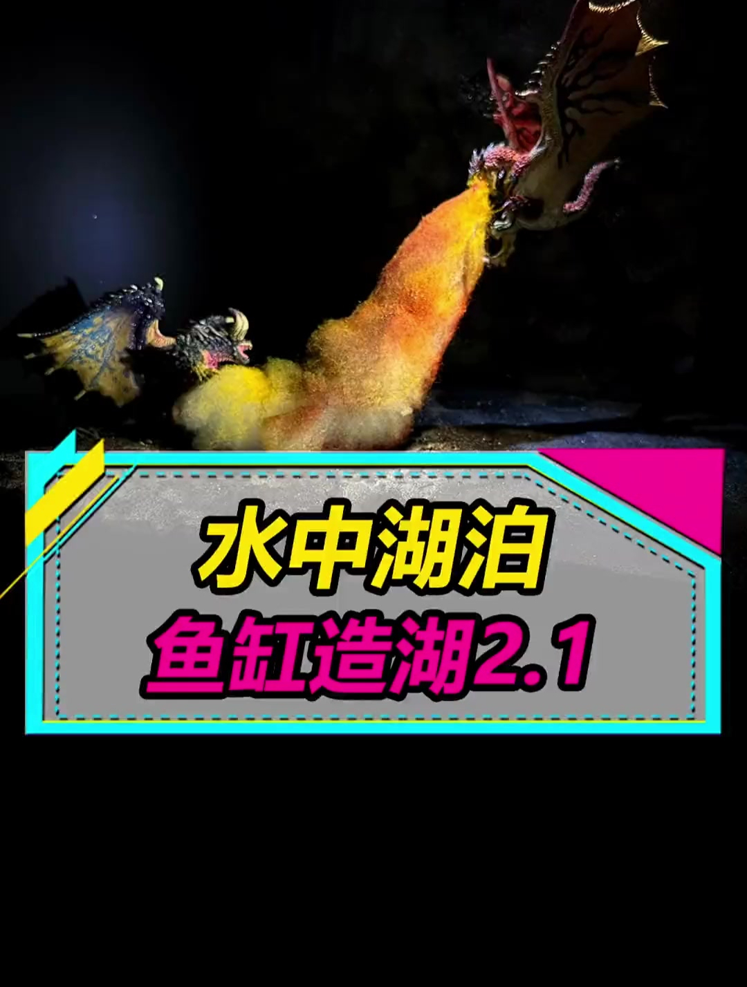 在鱼缸里“造湖”,湖底有2条龙在打架~