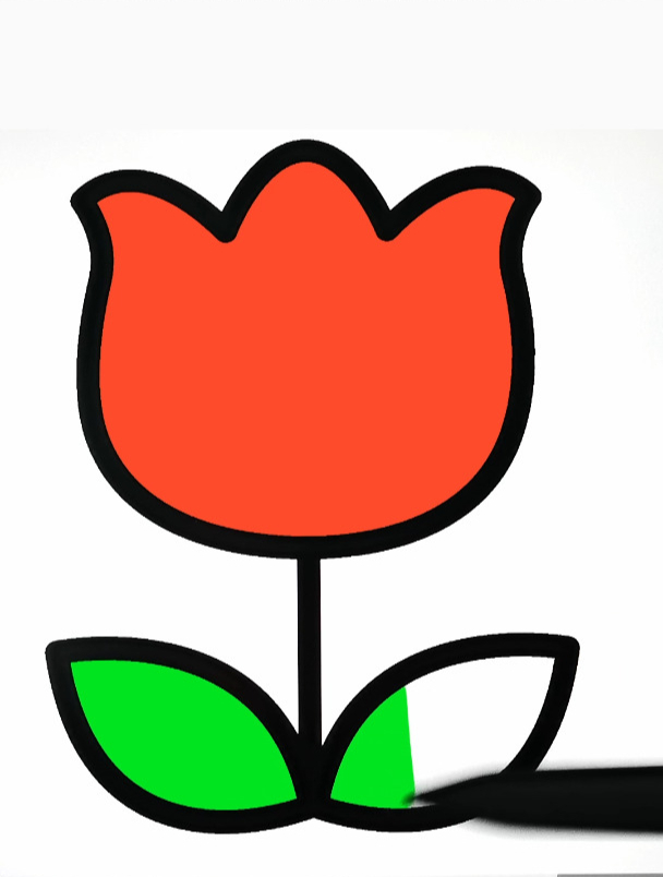 送你一朵小红花 简笔画创意填色 强迫症 声控 解压 涂色简笔画
