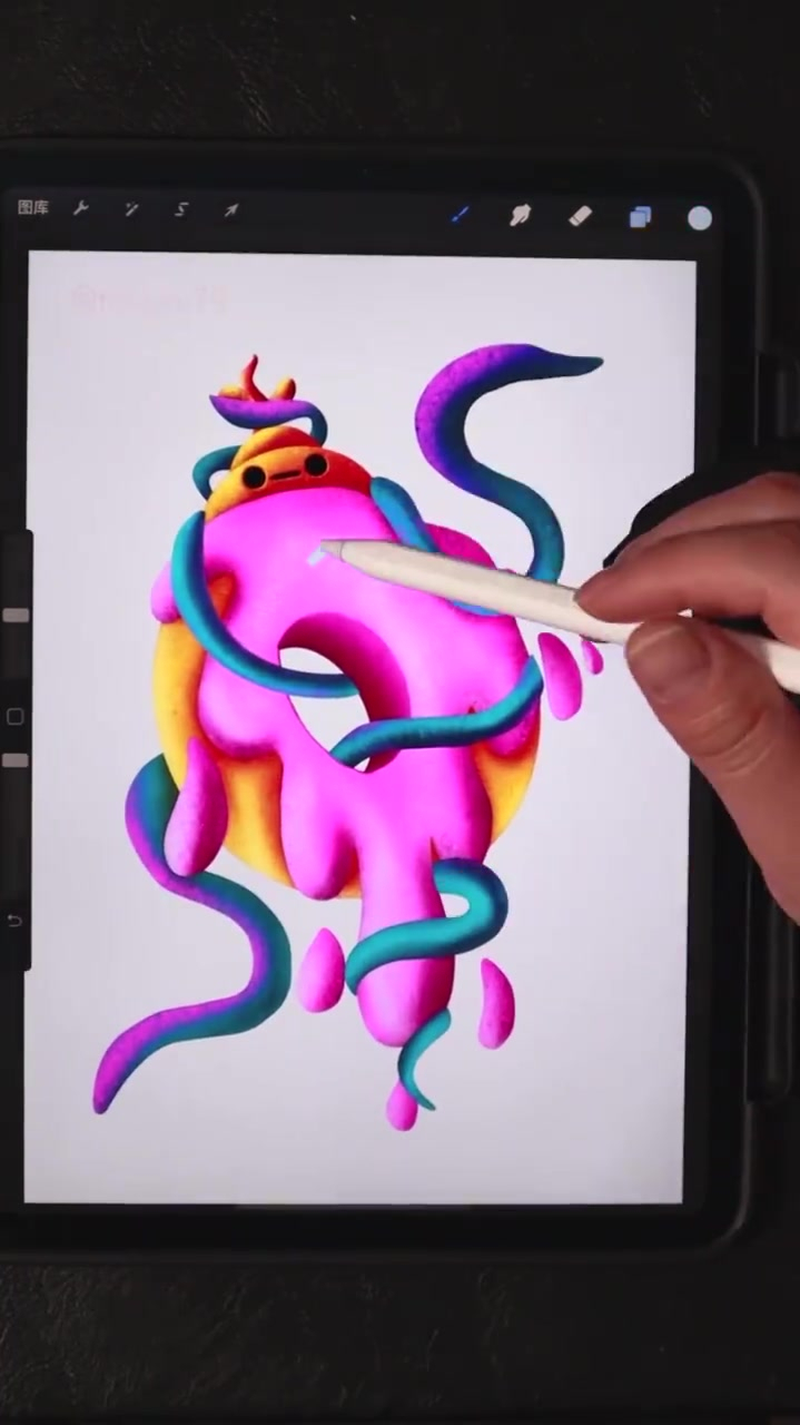 procrete扁平化风格插画绘画过程