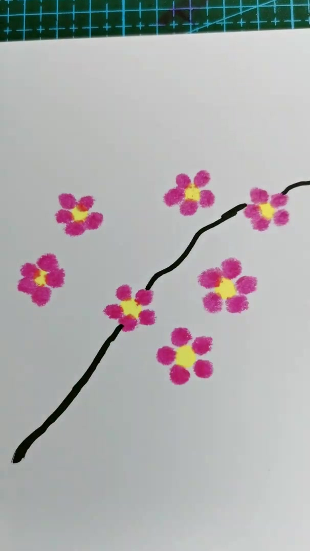 梅花超简单马克笔风景画