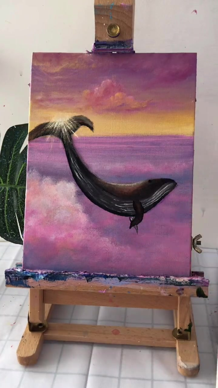 鲸落是鲸鱼留给大海最后的温柔,风景画,手绘,创意