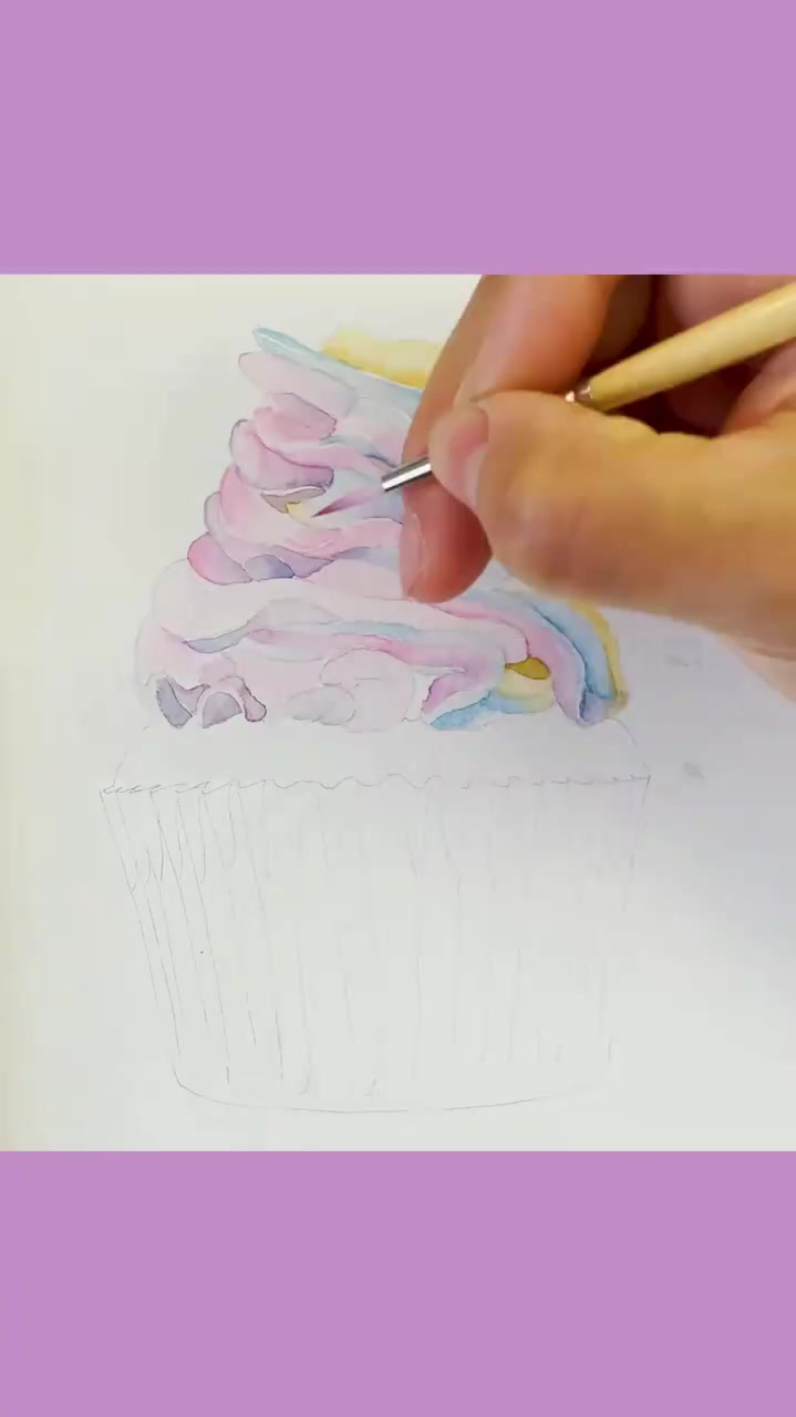 水彩美食,纸杯蛋糕星期一