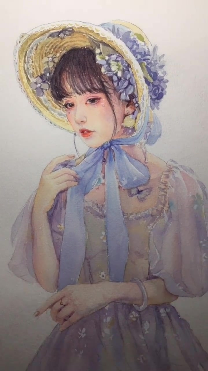 水彩美人治愈系水彩画,一起来学习吧