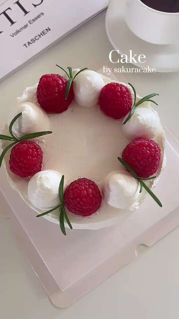 ins风树莓奶油蛋糕|高颜值甜品|diy生日蛋糕