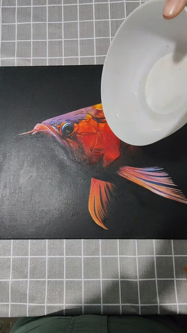 油画龙鱼,上光油