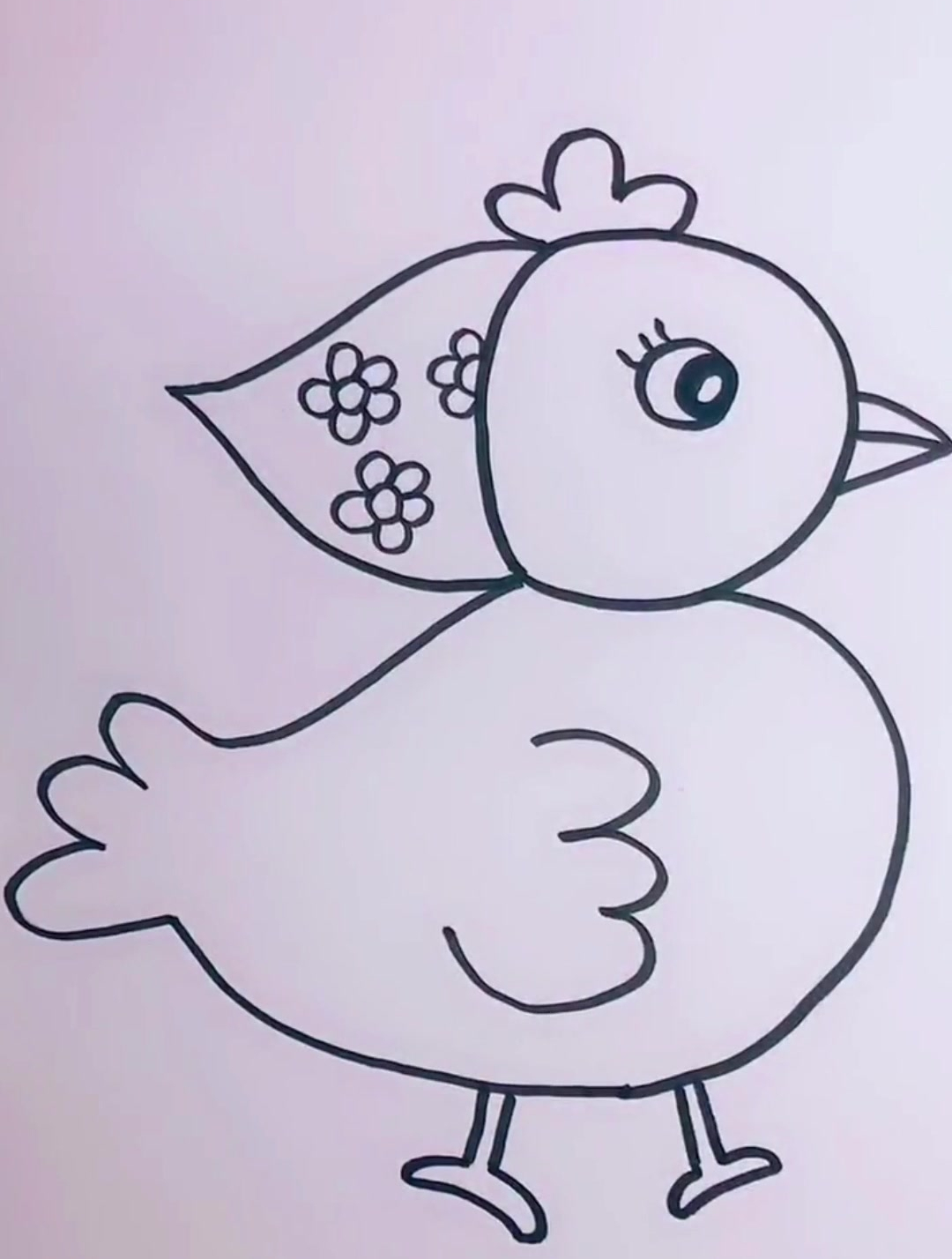 分享一个简笔画小技巧:怎么用数字3简单几笔画出一个母鸡