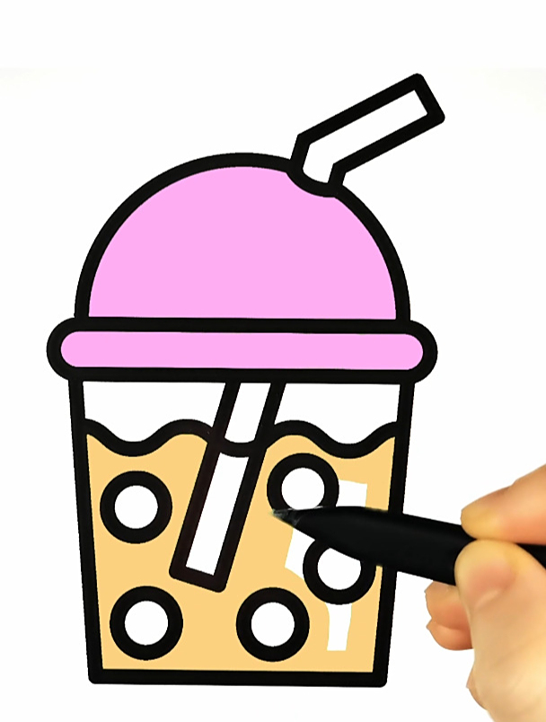 彩虹珍珠奶茶 创意简笔画填色 强迫症 声控 解压 涂色简笔画