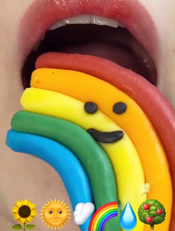 带你沉浸式体验吃丸子表情包、大树、彩虹表情包的美食解压视频声