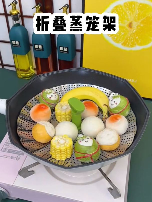 新款不锈钢折叠蒸笼给你的家里安排一个吧,大小锅都能使用