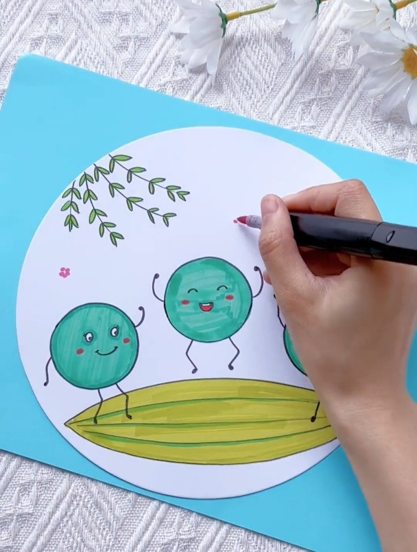 不一样的 清明节主题画 简单易学,幼儿园可画!清明节吃青团