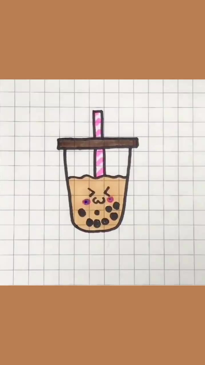 手绘简单卡通可爱珍珠奶茶
