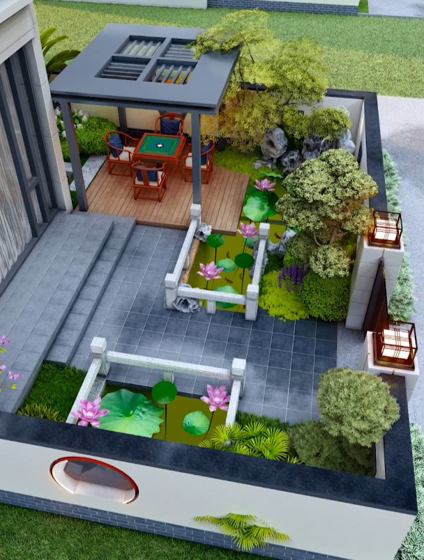 打造全小区都羡慕的院子 小庭院也能有鱼池