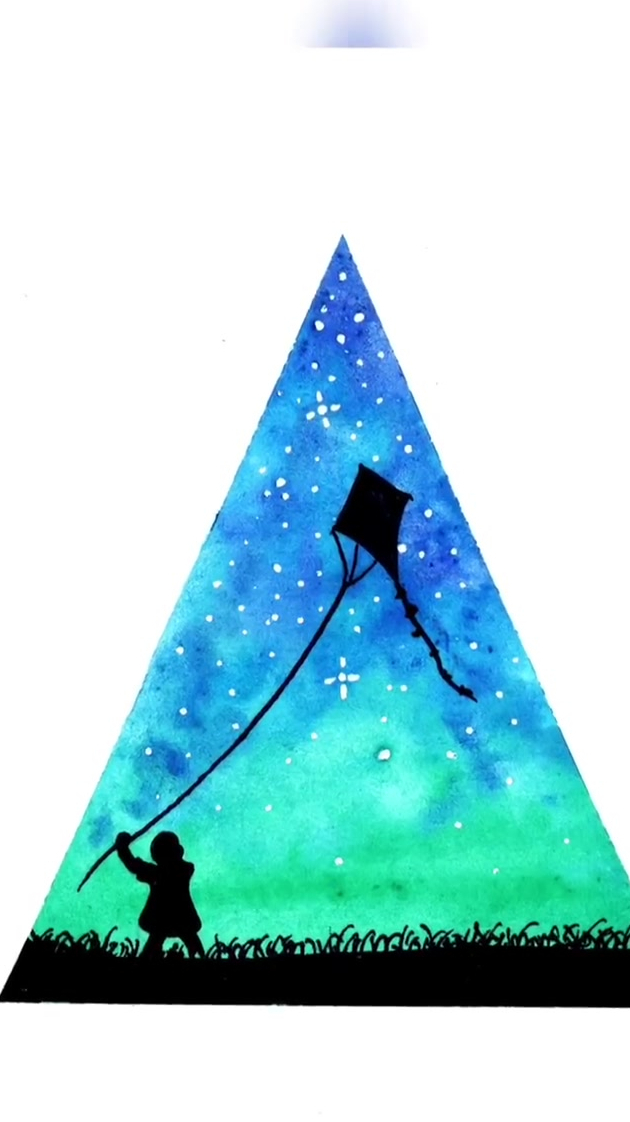 水溶彩铅星空插画小教程