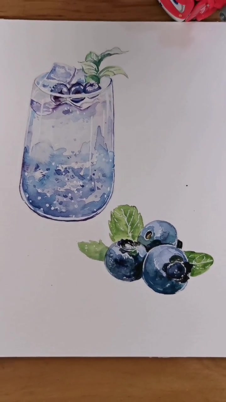 水彩插画,来点蓝莓吧