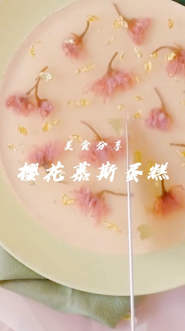 樱花慕斯蛋糕,淡淡的粉色,满满的少女心