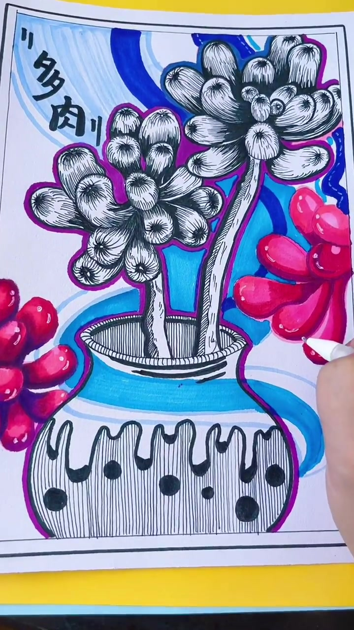 线描《多肉植物》线描作品