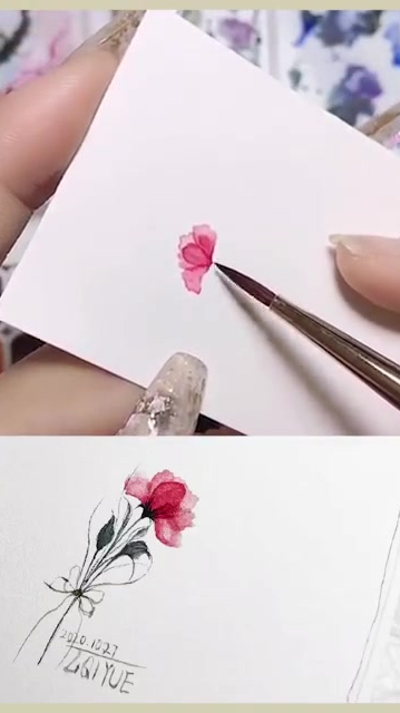 水彩玫瑰花教程分享