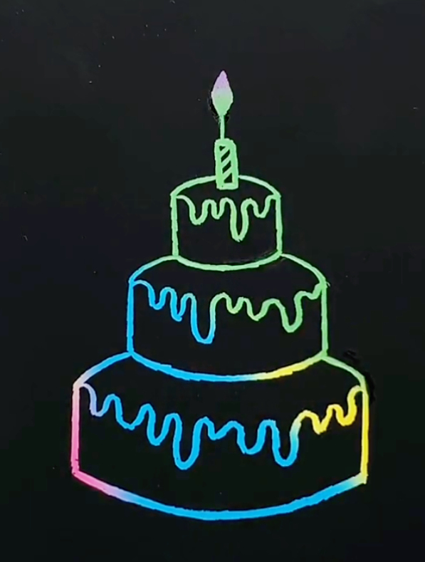 6个1画生日蛋糕,学会了画给你的父母吧