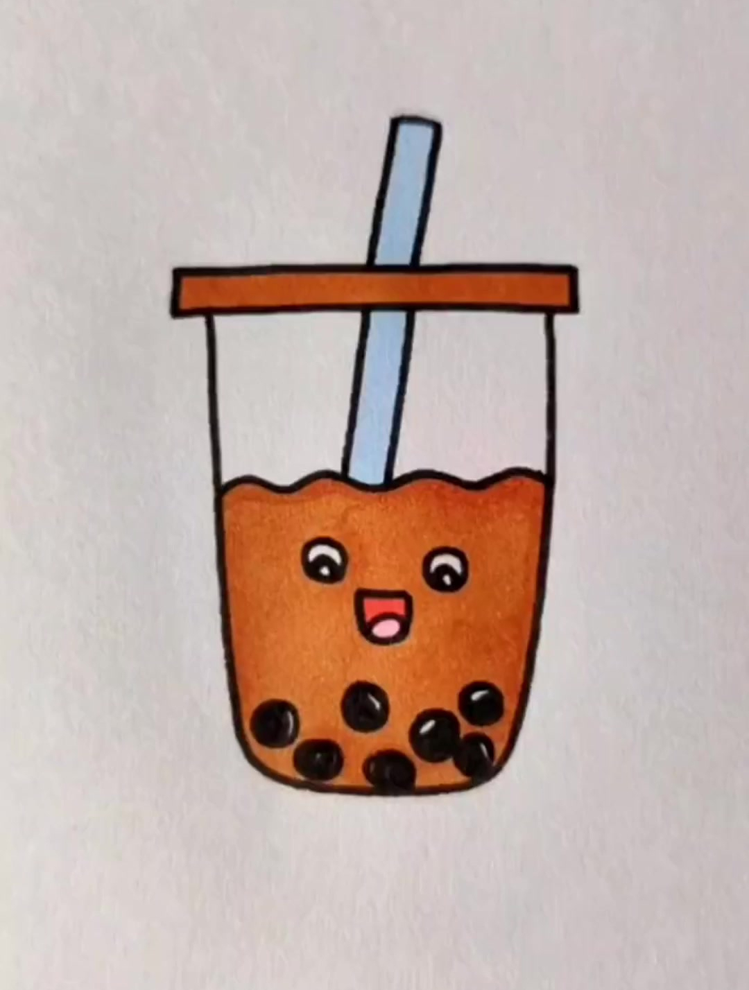 1分钟教会你画可爱的珍珠奶茶,一看就会的简笔画