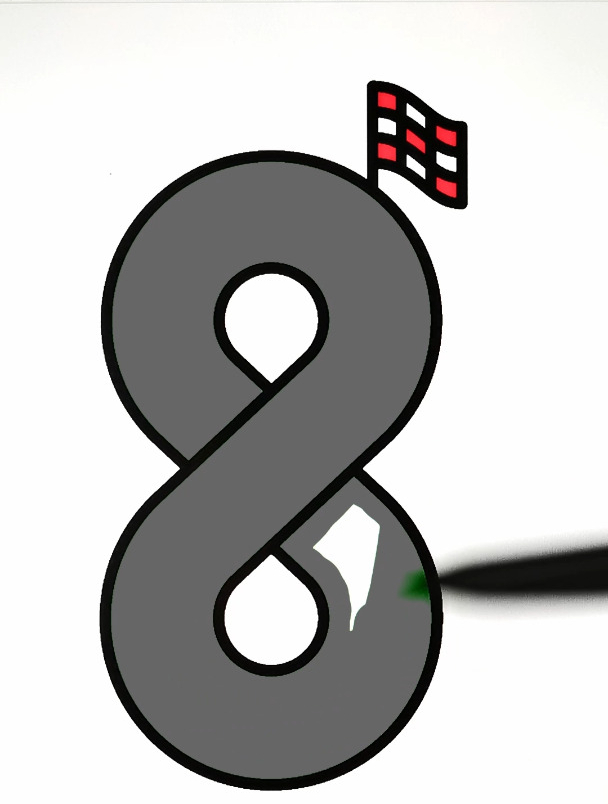 8字形赛车道 简笔画创意图形填色 强迫症 声控 解压 涂色