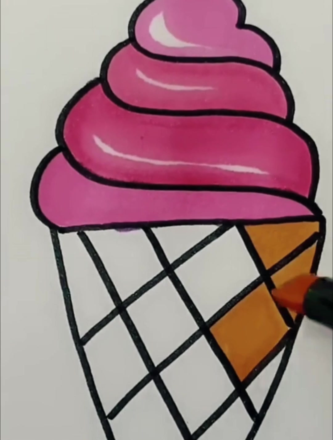 冰激凌甜筒,简笔画教学
