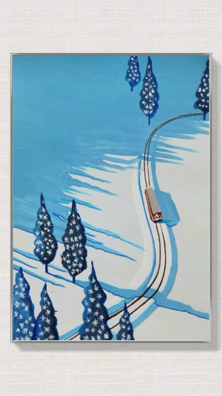 极简风景,绘画过程,水粉画,简单易学