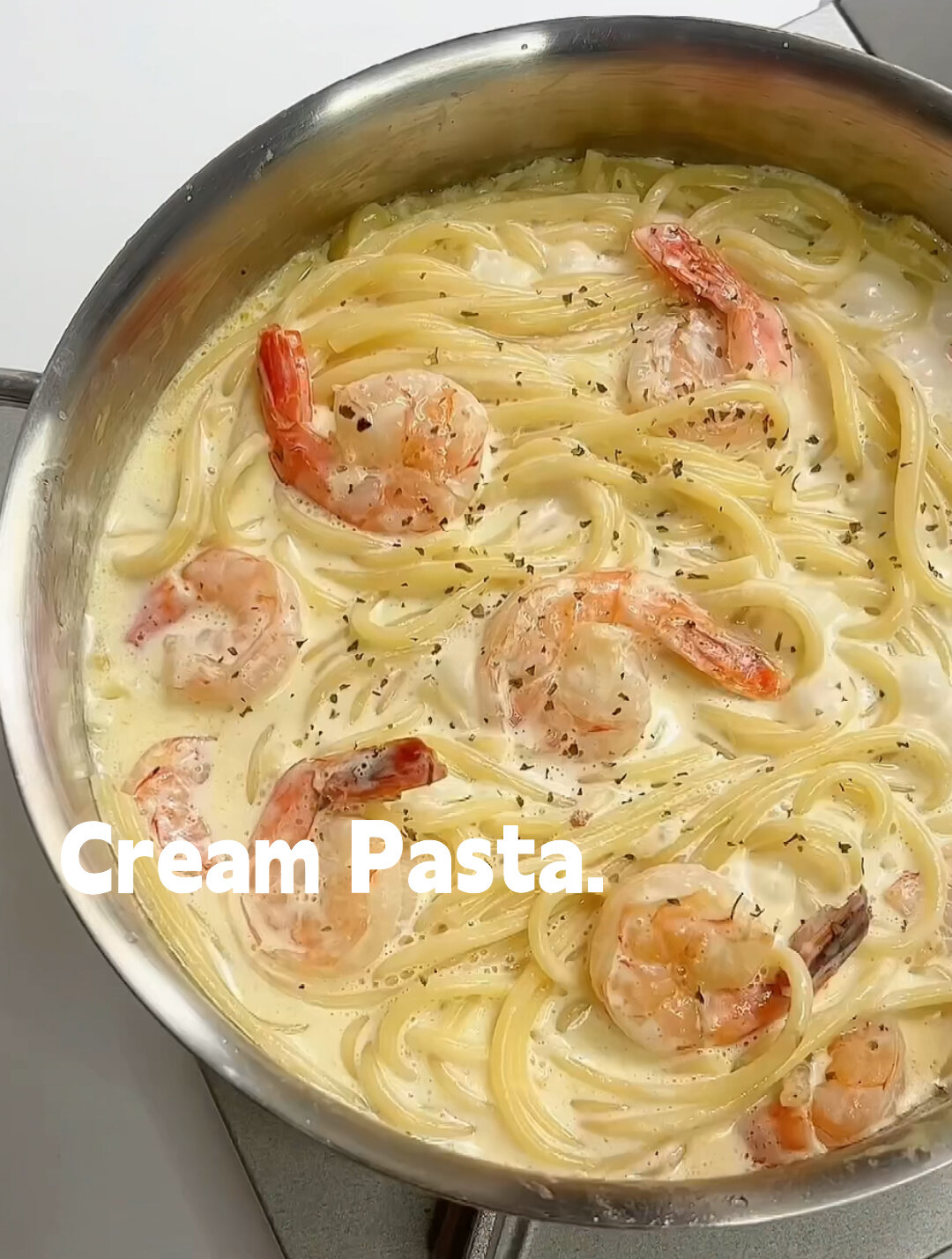 超浓郁,蒜香奶油虾仁意面,奶香浓郁巨好吃