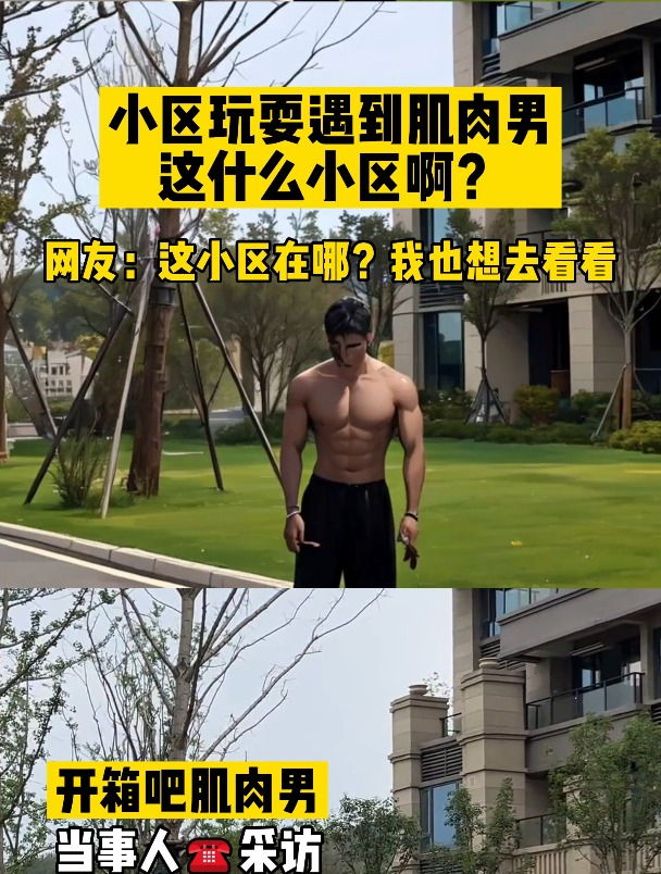 小区楼下遛狗,偶遇大块头肌肉男,这肌肉真的好看