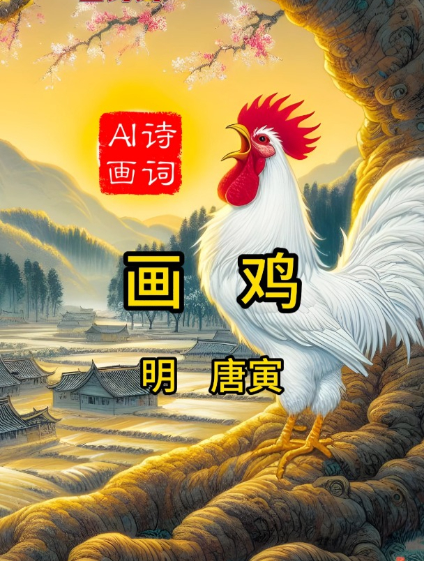 《画鸡》明 唐寅 古诗配画一年级下儿童启蒙古诗 小学生必背古诗