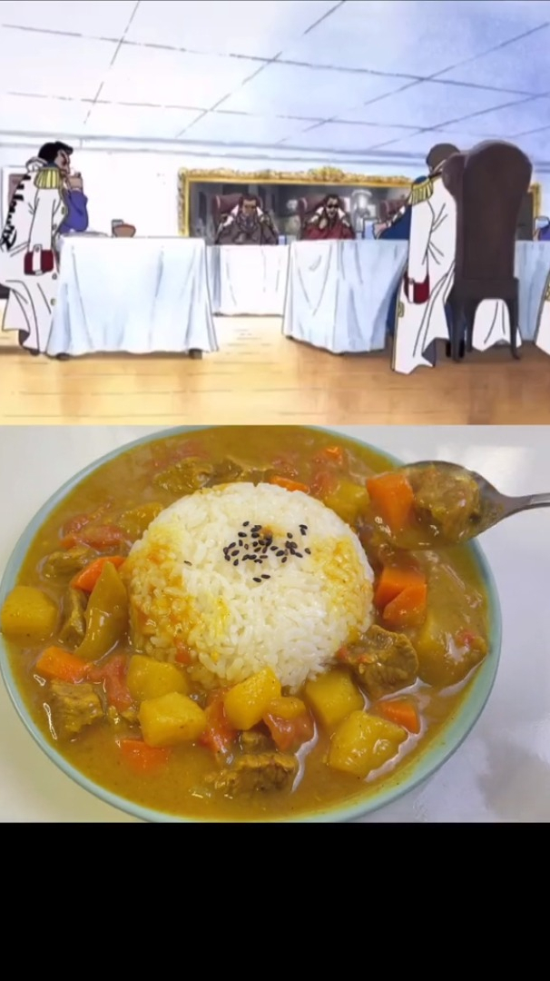 动漫美食还原,海贼王,山治做的海军咖喱饭,浓郁的咖喱味,好吃