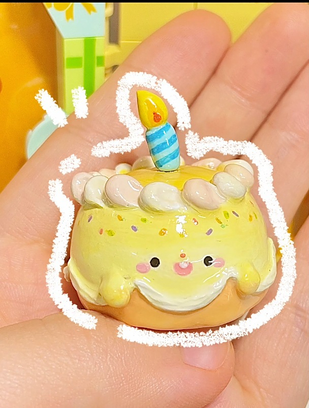 一只会说生日快乐的小蛋糕!|石塑粘土