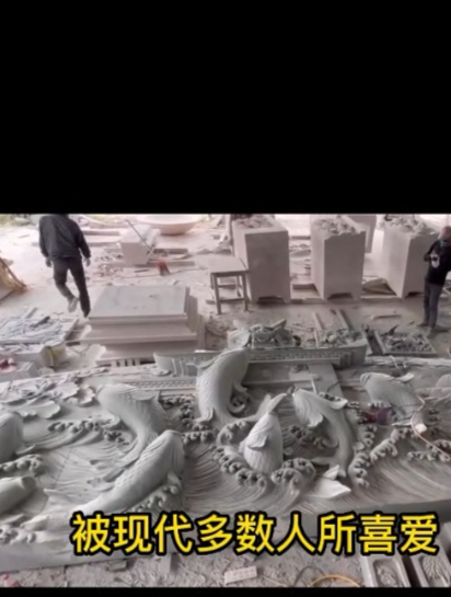 石雕鲤鱼跃龙门浮雕景墙案例欣赏-凯岩石业