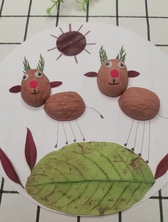 手工 树叶粘贴画