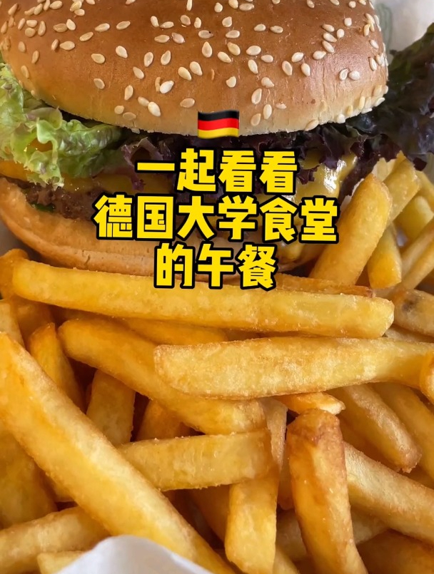 一起看看德国大学食堂的午餐!铁板牛肉汉堡&煎鲽鱼片