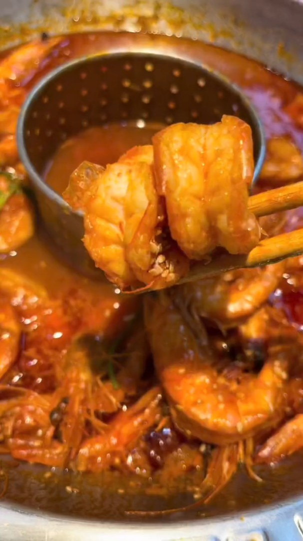 鱿鱼大虾锅涮菜饮料小吃小料～虾都处理的很干净