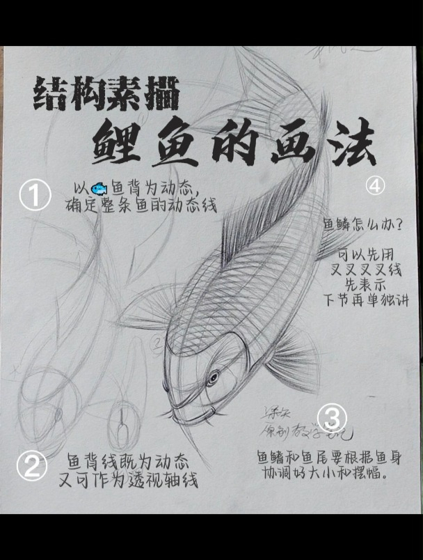 结构素描:鲤鱼的画法