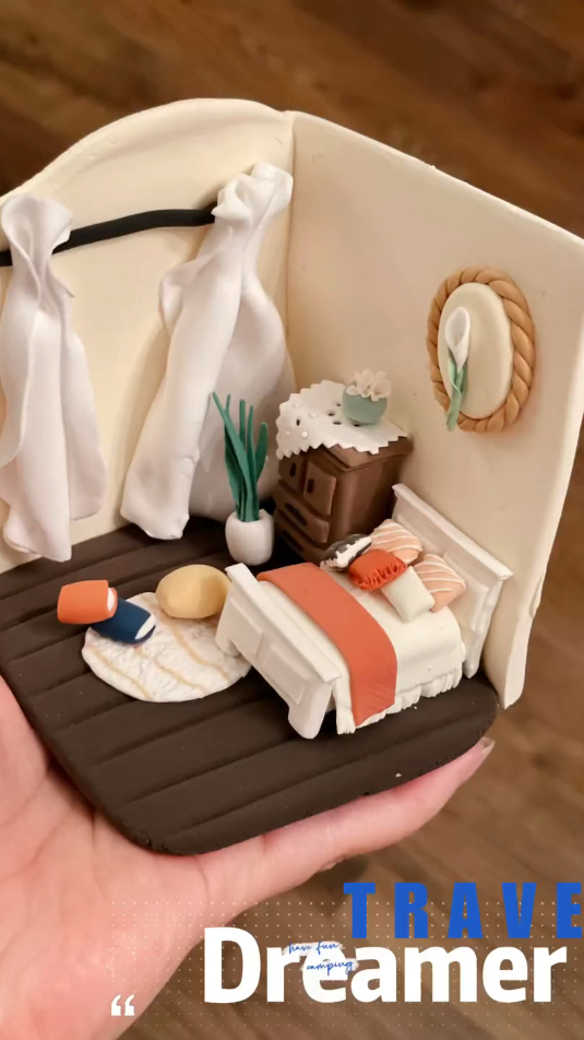 手工我超轻粘土～复古卧室小场景～