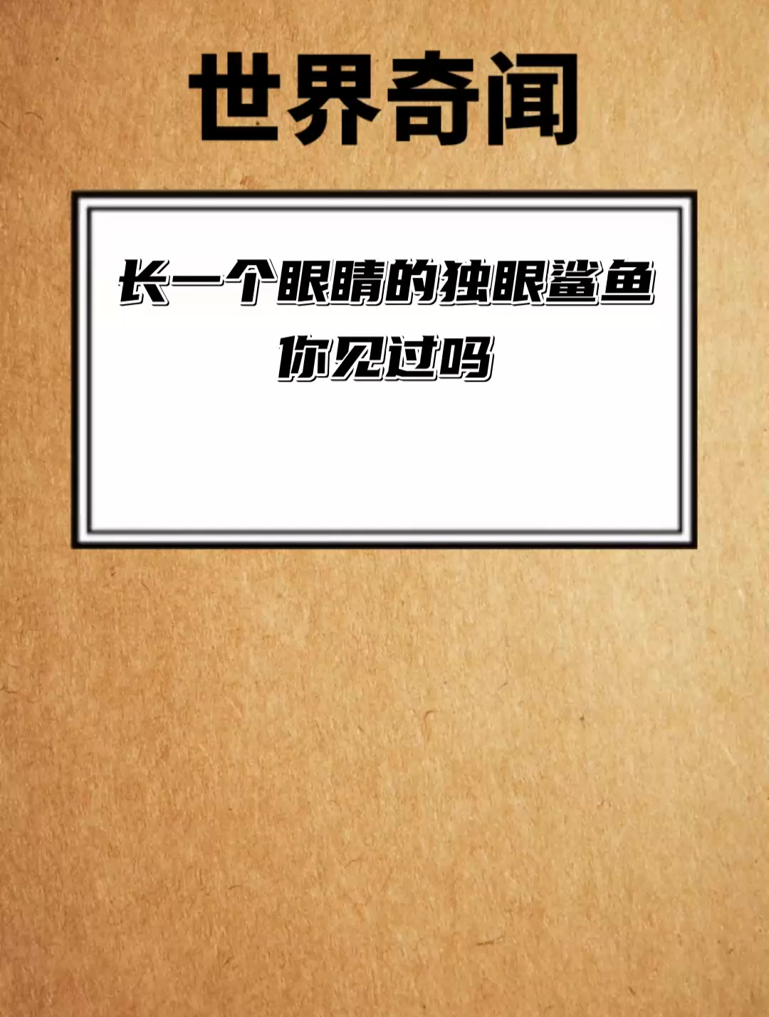 长一个眼睛的 独眼 鲨鱼你见过吗