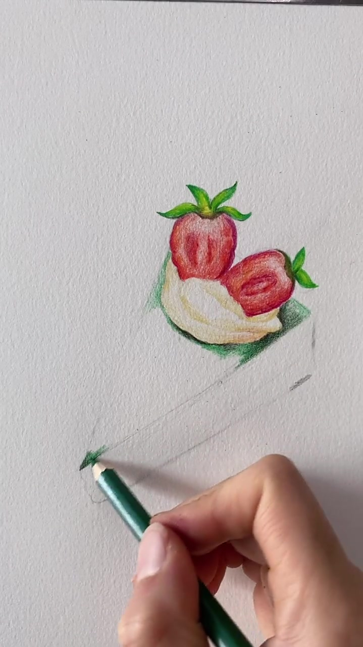 彩铅画,画一个抹茶小蛋糕
