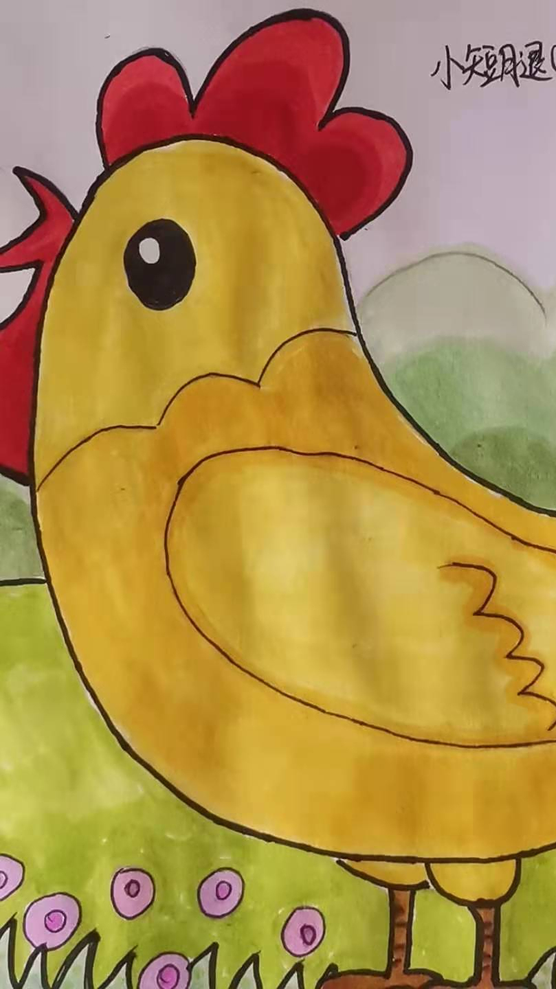 身穿花衣的大公鸡简笔画
