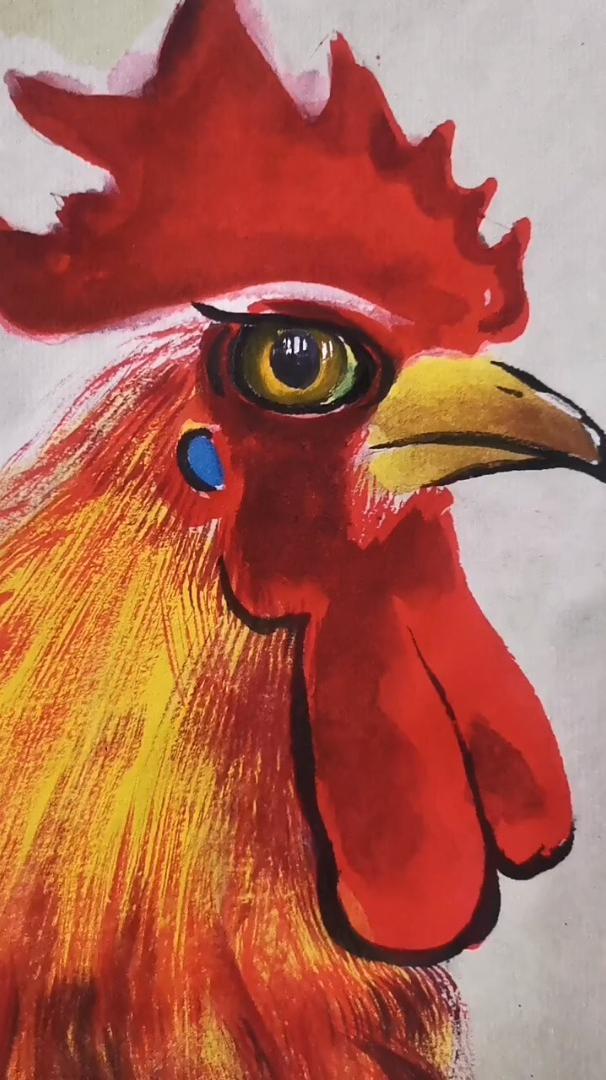 你好2022 国画 国画公鸡作品