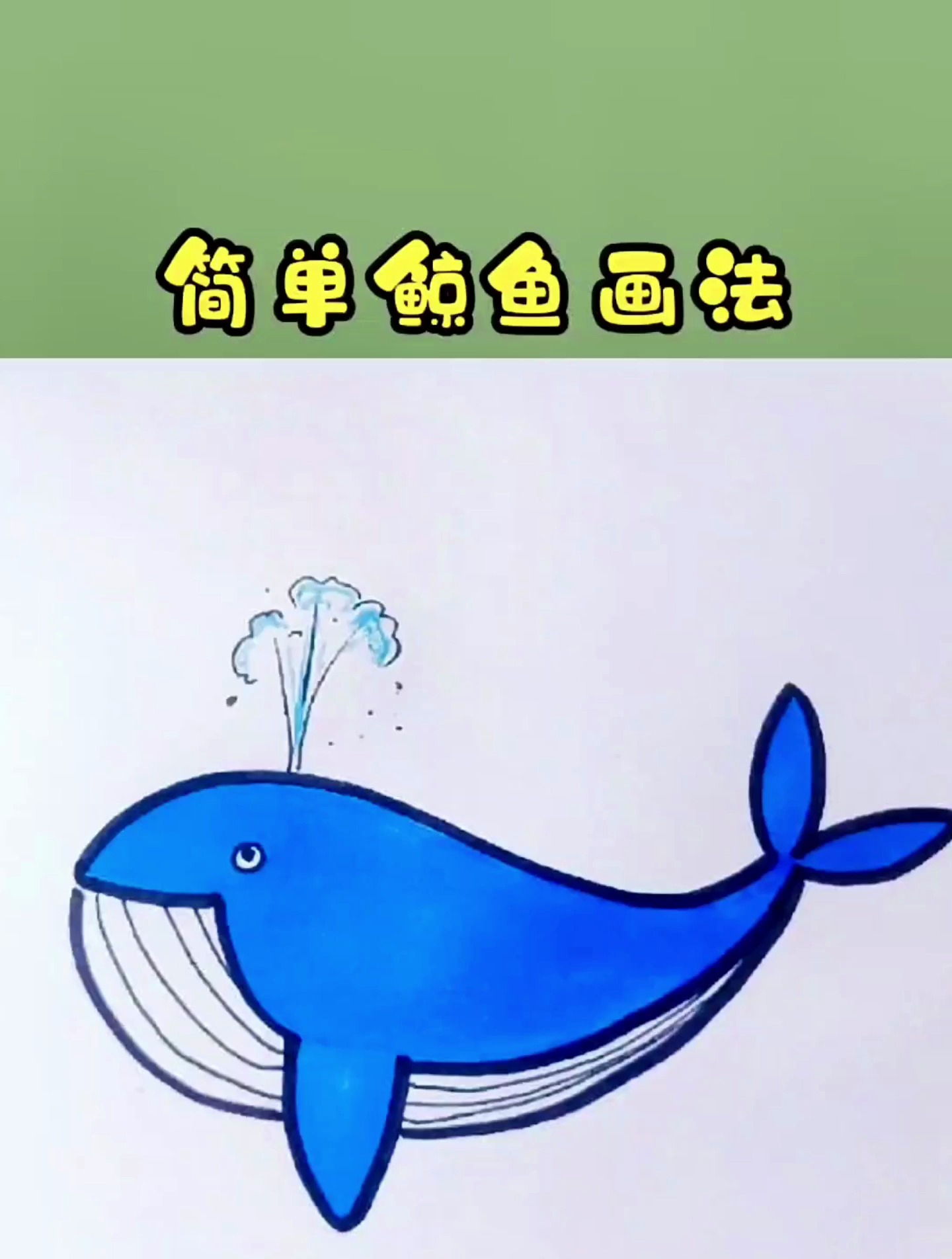 简笔画鲸鱼怎么画?零基础学画鲸鱼儿童画,宝妈必备哦!