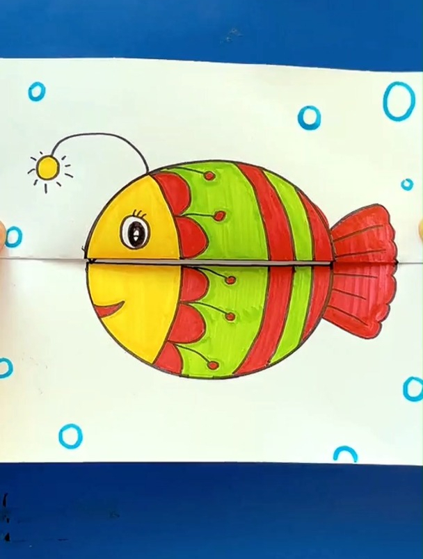 好玩的折叠画《灯笼鱼》,简单易学,开动大脑,一起学起来