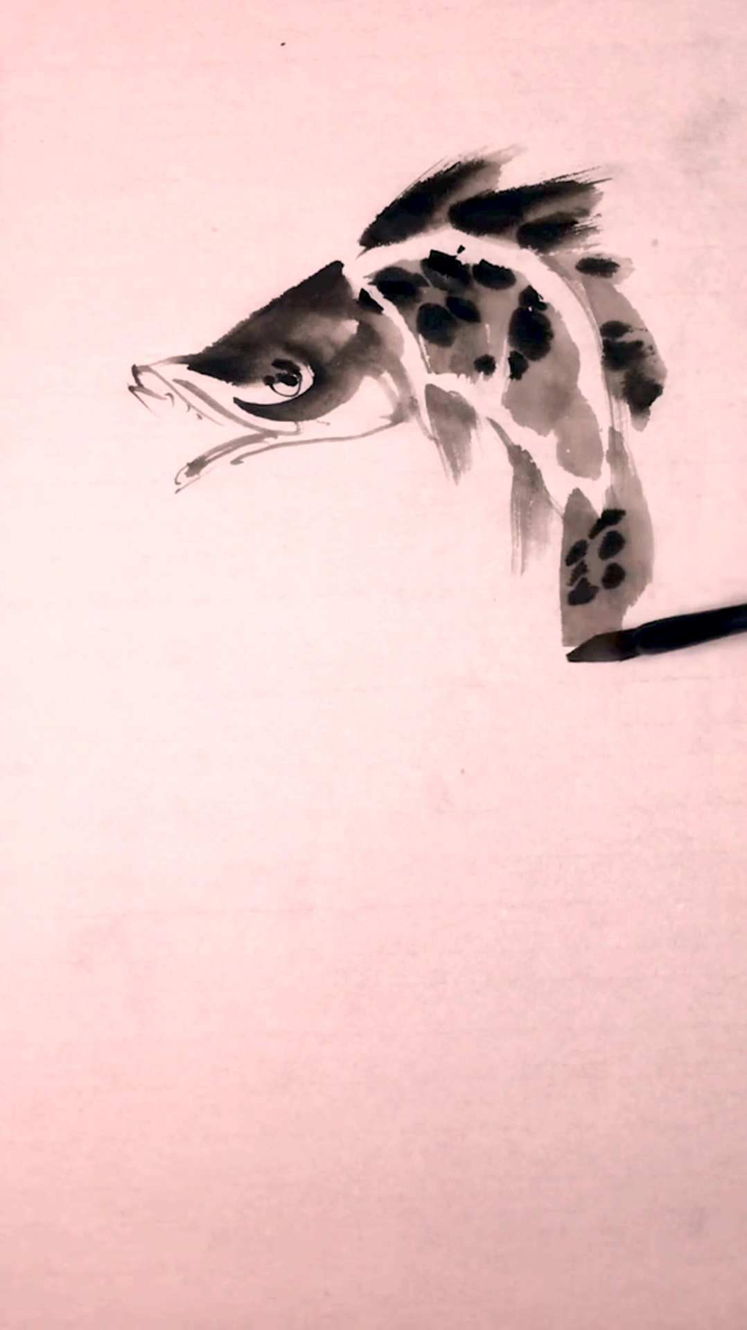 中国画水墨画鱼技法,写意花鸟画 水墨山水画,零基础学画画