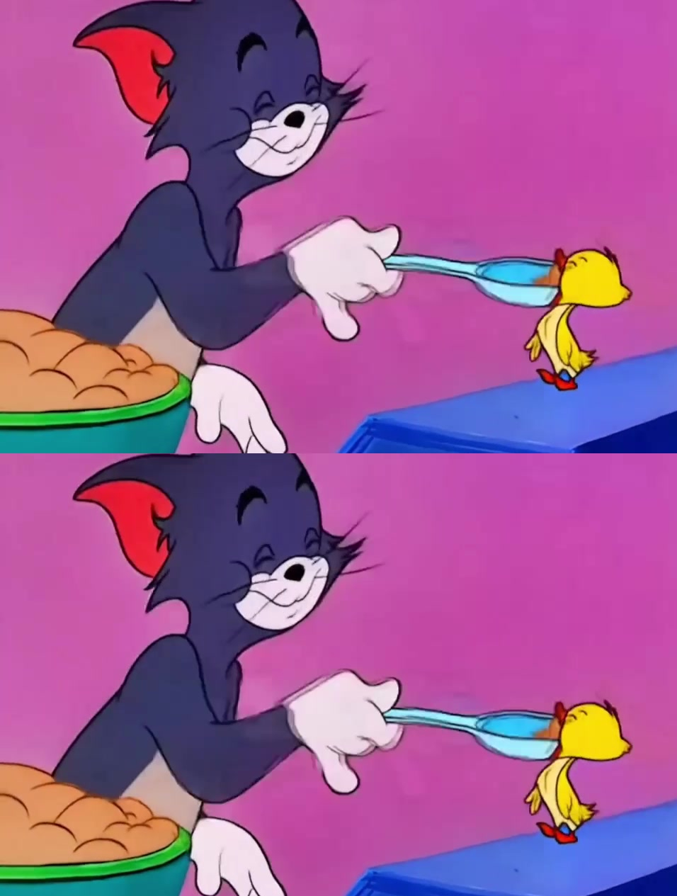 《猫和老鼠》汤姆一直在喂小鸭子吃食,为的就是把小鸭子吃掉!