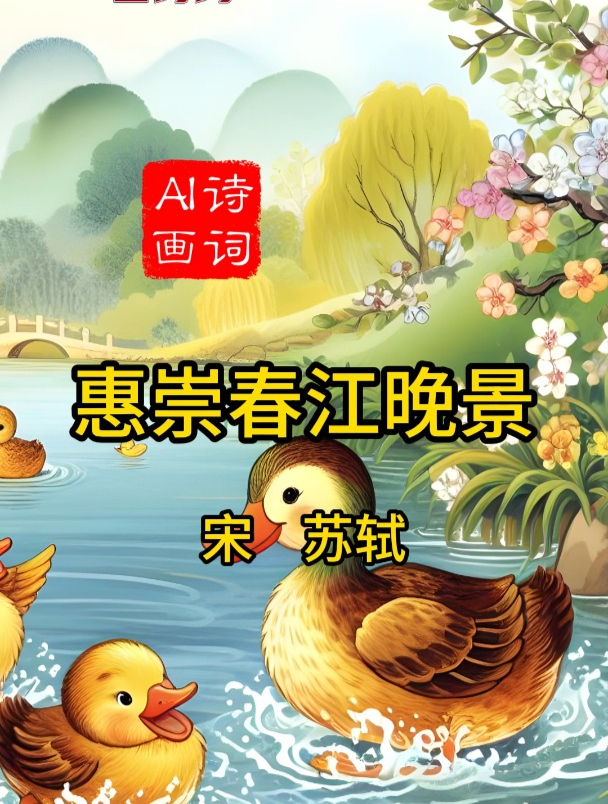 《惠崇春江晚景》宋 苏轼 古诗配画 三年级下必背古诗词每日打卡