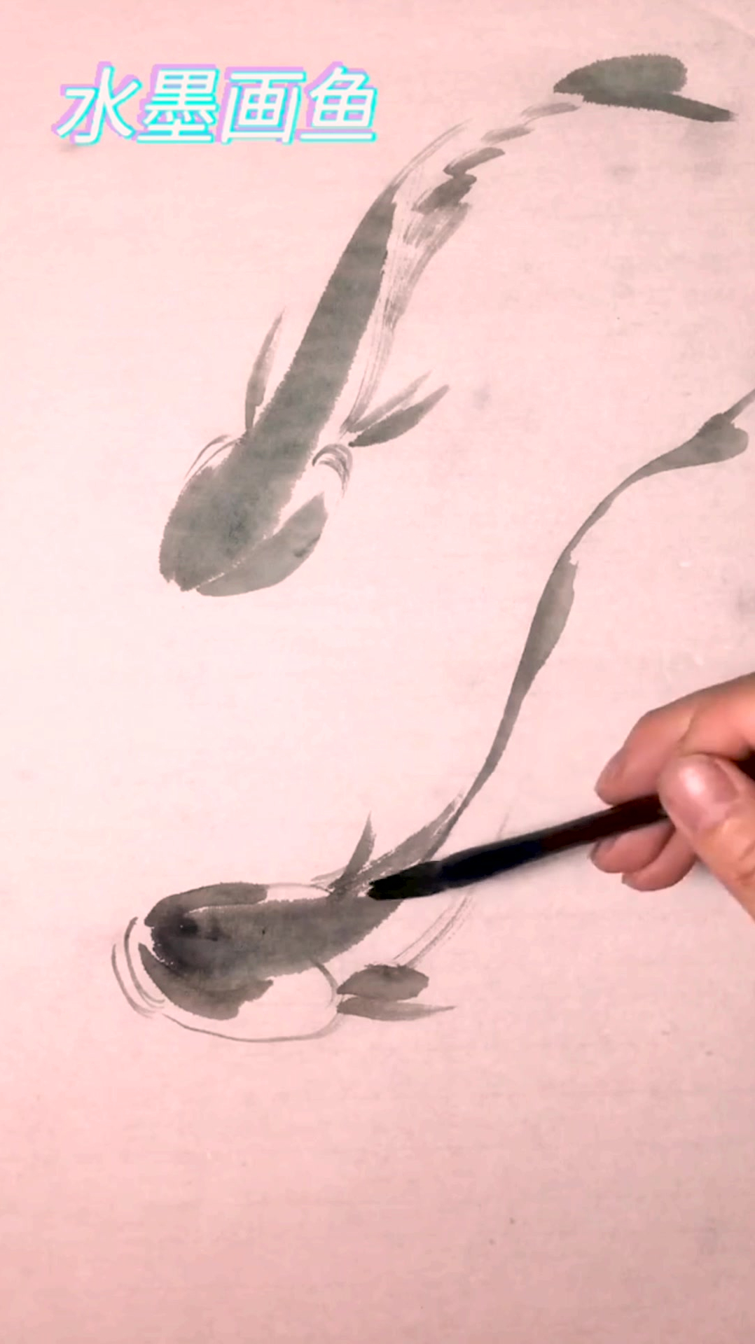 水墨简笔画鱼,中国画花鸟画 山水画 水墨画 倪歌独创