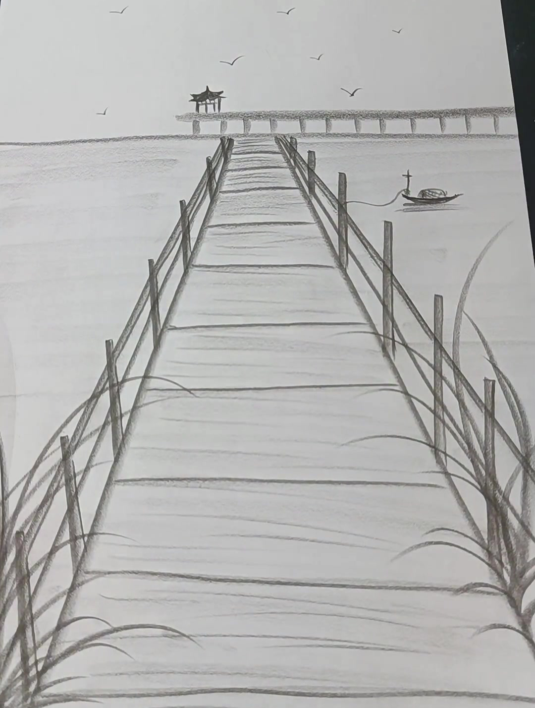 铅笔画桥的详细画法