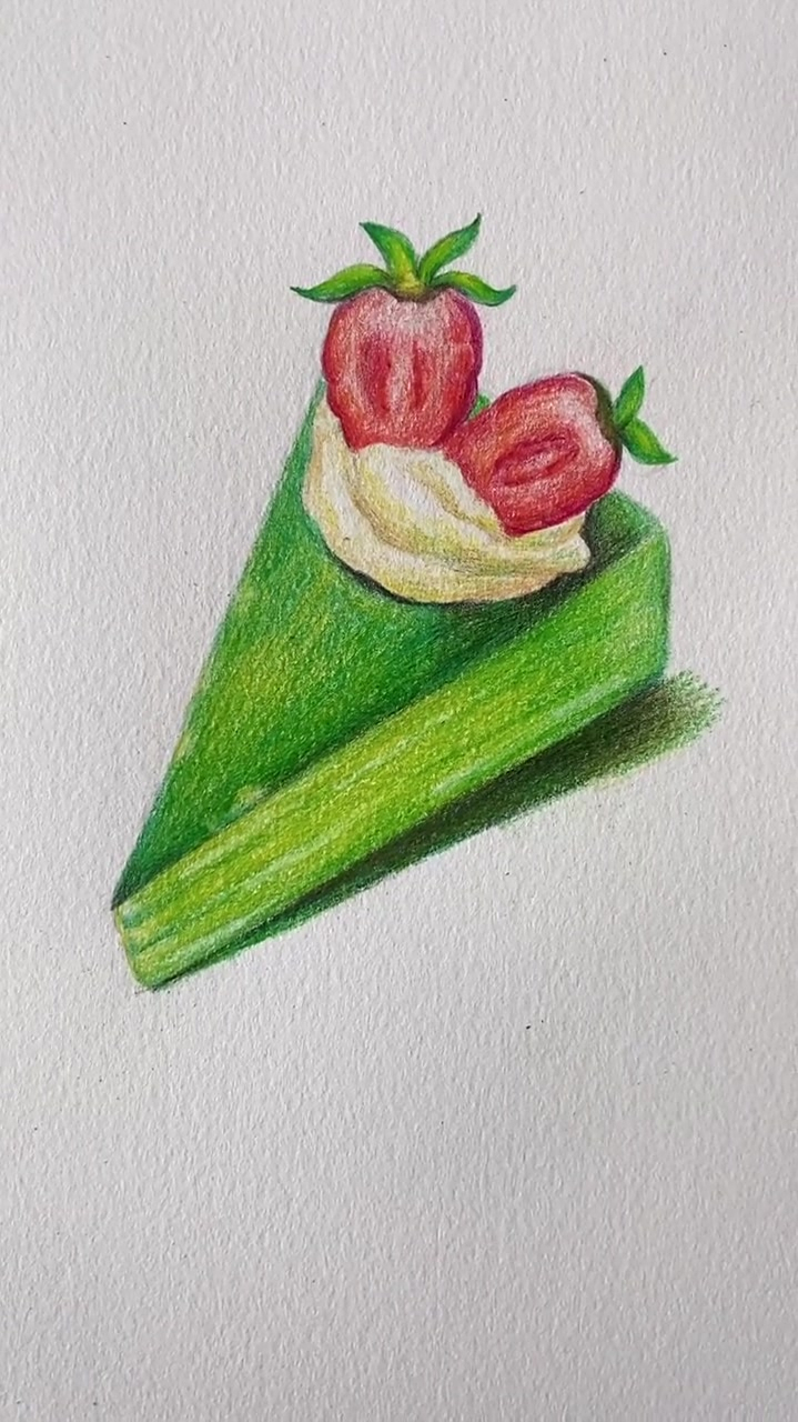 彩铅画,抹茶蛋糕你们想吃吗